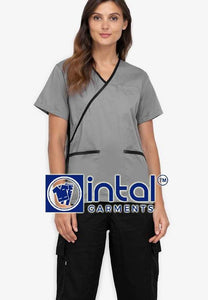 Scrub Suit High Quality Medical Doctor Nurse Scrubsuit Cargo 6 Pocket Pants Unisex Scrubs 13 Light Grey-Black