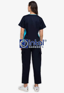 Scrub Suit High Quality Medical Doctor Nurse Scrubsuit Cargo 6 Pocket Pants Unisex Scrubs 13 Midnight Blue-BDF