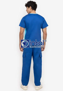 Scrub Suit High Quality Medical Doctor Nurse Scrubsuit Cargo 6 Pocket Pants Unisex Scrubs 13 Admiral Blue-BDF