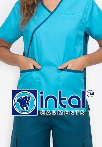 Scrub Suit High Quality Medical Doctor Nurse Scrubsuit Regular/Jogger 4 Pocket Pants or Cargo 6 Pocket Pants Unisex Scrubs 13 Aqua Blue-Teal Blue