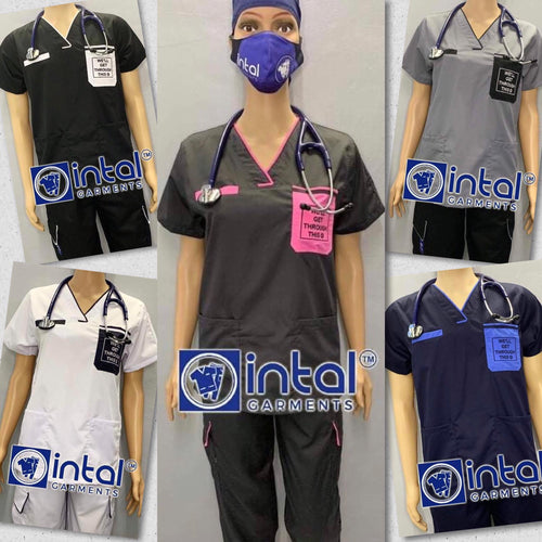 INTAL SCRUBSUIT 024C Cargo 6-Pocket Pants Premium Quality Embroidered Statement Unisex Scrubs ( WE'LL GET THROUGH THIS)