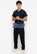 Scrub Suit High Quality Medical Doctor Nurse Scrubsuit Jogger 4 Pocket Pants Unisex Scrubs 05C Midnight Powder Blue