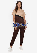 Scrub Suit High Quality Medical Doctor Nurse Scrubsuit Cargo 6 Pocket Pants Unisex Scrubs 15A Chocolate Brown-Khaki