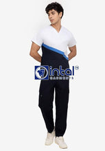Scrub Suit High Quality Medical Doctor Nurse Scrubsuit Cargo 6 Pocket Pants Unisex Scrubs 15A Midnight Blue-White