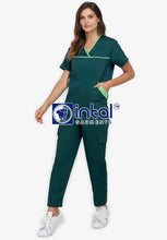 Scrub Suit High Quality Medical Doctor Nurse Scrubsuit Cargo 6 Pocket Pants Unisex Scrubs 12 Forest Green-Kelly Green