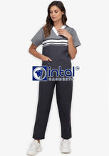 Scrub Suit High Quality Medical Doctor Nurse Scrubsuit Jogger 4 Pocket Pants Unisex Scrubs 03J Charcoal Grey-Light Grey