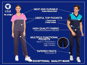 Scrub Suit High Quality Medical Doctor Nurse Scrubsuit Set A Regular Pocket Pants Unisex Scrubs 03C