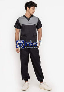 Scrub Suit High Quality Medical Doctor Nurse Scrubsuit Regular/Jogger 4 Pocket Pants Unisex Scrubs 03C Charcoal Light Grey