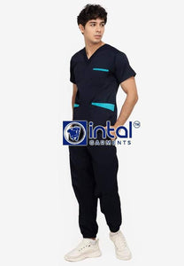 Scrub Suit High Quality Medical Doctor Nurse Scrubsuit Regular/Jogger 4 Pocket Pants Unisex Scrubs 01B Midnight Blue-BDF