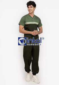 Scrub Suit High Quality Medical Doctor Nurse Scrubsuit Regular/Jogger 4 Pocket Pants or Cargo 6 Pocket Pants Unisex Scrubs 03B Olive Green-Army Green