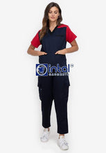 Scrub Suit High Quality Medical Doctor Nurse Scrubsuit Regular/Jogger 4 Pocket Pants or Cargo 6 Pocket Pants Unisex Scrubs 05A Midnight Blue-Rose Pink