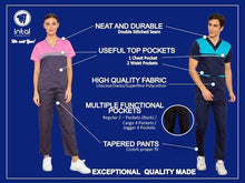 Scrub Suit High Quality Medical Doctor Nurse Scrubsuit Regular/Jogger 4 Pocket Pants Unisex Scrubs 01D Aqua Blue & Black