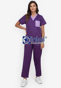 Scrub Suit High Quality Medical Doctor Nurse Scrubsuit Regular/Jogger 4 Pocket Pants Unisex Scrubs 01I Violet-Lilac