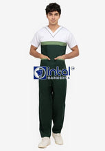 Scrub Suit High Quality Medical Doctor Nurse Scrubsuit Regular/Jogger 4 Pocket Pants or Cargo 6 Pocket Pants Unisex Scrubs 03B Forest Green-White