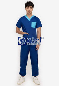 Scrub Suit High Quality Medical Doctor Nurse Scrubsuit Regular/Jogger 4 Pocket Pants Unisex Scrubs 01I Admiral Blue-Bleu De France
