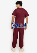 Scrub Suit High Quality Medical Doctor Nurse Scrubsuit Regular/Jogger 4 Pocket Pants Unisex Scrubs 01I Maroon-Black