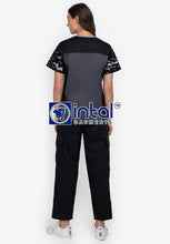 Scrub Suit High Quality Medical Doctor Nurse Scrubsuit Cargo 6 Pocket Pants Unisex Scrubs 09D Charcoal Grey-BLack Camouflage