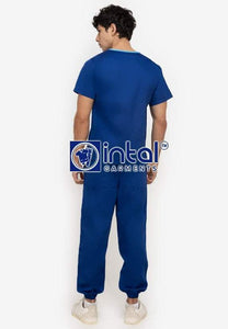 Scrub Suit High Quality Medical Doctor Nurse Scrubsuit Regular/Jogger 4 Pocket Pants Unisex Scrubs 01I Admiral Blue-Bleu De France