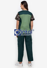 Scrub Suit High Quality Medical Doctor Nurse Scrubsuit Cargo 6 Pocket Pants Unisex Scrubs 09D Fern Green-Forest Green Camouflage