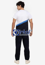 Scrub Suit High Quality Medical Doctor Nurse Scrubsuit Cargo 6 Pocket Pants Unisex Scrubs 15A Midnight Blue-White