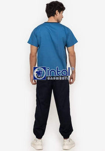 SCRUBSUIT 17 Premium V-Neck Lhacose Cotton Cargo Jogger 6-Pocket Pants Sapphire & Midnight Blue