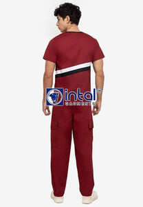 Scrub Suit High Quality Medical Doctor Nurse Scrubsuit Cargo 6 Pocket Pants Unisex Scrubs 15B Maroon