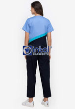 Scrub Suit High Quality Medical Doctor Nurse Scrubsuit Cargo 6 Pocket Pants Unisex Scrubs 15A Midnight Powder Blue