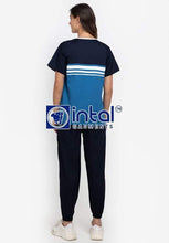 Scrub Suit High Quality Medical Doctor Nurse Scrubsuit Jogger 4 Pocket Pants Unisex Scrubs 03J Sapphire Blue-Midnight Blue