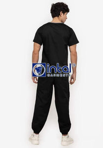 Scrub Suit High Quality Medical Doctor Nurse Scrubsuit Regular/Jogger 4 Pocket Pants Unisex Scrubs 01I Black-Light Grey