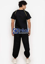 Scrub Suit High Quality Medical Doctor Nurse Scrubsuit Jogger 4 Pocket Pants Unisex Scrubs 05C Black-Yellow