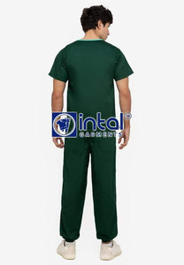 Scrub Suit High Quality Medical Doctor Nurse Scrubsuit Regular/Jogger 4 Pocket Pants Unisex Scrubs 01I Forest Green-Mint Green