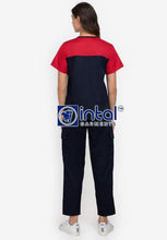 Scrub Suit High Quality Medical Doctor Nurse Scrubsuit Regular/Jogger 4 Pocket Pants or Cargo 6 Pocket Pants Unisex Scrubs 05A Midnight Blue-Rose Pink