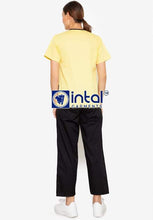 Scrub Suit High Quality Medical Doctor Nurse Scrubsuit Cargo 6 Pocket Pants Unisex Scrubs 12 Yellow-Black