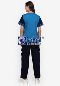 Scrub Suit High Quality Medical Doctor Nurse Scrubsuit Regular/Jogger 4 Pocket Pants Unisex Scrubs 01D Sapphire Midnight Blue