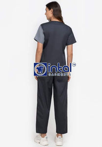 Scrub Suit High Quality Medical Doctor Nurse Scrubsuit Regular/Jogger 4 Pocket Pants or Cargo 6 Pocket Pants Unisex Scrubs 11 Charcoal Grey-Light Grey