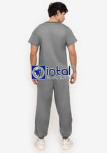 Scrub Suit High Quality Medical Doctor Nurse Scrubsuit Regular/Jogger 4 Pocket Pants Unisex Scrubs 01I Light Grey-Charcoal Grey