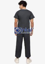 SCRUBSUIT 03I Classic V-Neck Lhacose Cotton Regular/Jogger 4-Pocket Pants Charcoal Grey & White