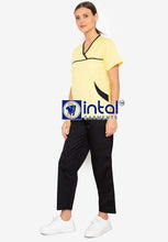 Scrub Suit High Quality Medical Doctor Nurse Scrubsuit Cargo 6 Pocket Pants Unisex Scrubs 12 Yellow-Black