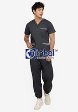 Scrub Suit High Quality Medical Doctor Nurse Scrub suit Regular/Jogger 4 Pocket Pants Unisex Scrubs 01B Charcoal Grey