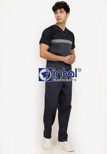 Scrub Suit High Quality Medical Doctor Nurse Scrubsuit Regular/Jogger 4 Pocket Pants or Cargo 6 Pocket Pants Unisex Scrubs 03B Charcoal Grey-Black