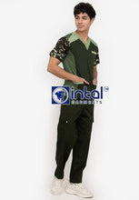 SCRUBSUIT 09D Premium V-Neck Camouflage Cargo 6-Pocket Pants Unisex Scrubs Military Green