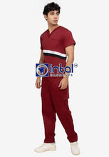 Scrub Suit High Quality Medical Doctor Nurse Scrubsuit Cargo 6 Pocket Pants Unisex Scrubs 15B Maroon