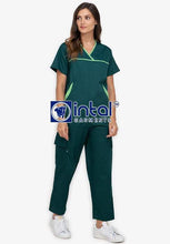 Scrub Suit High Quality Medical Doctor Nurse Scrubsuit Cargo 6 Pocket Pants Unisex Scrubs 12 Forest Green-Kelly Green