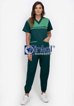 Scrub Suit High Quality Medical Doctor Nurse Scrubsuit Regular/Jogger 4 Pocket Pants Unisex Scrubs 03C Forest Green-Avocado Green