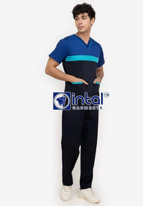 Scrub Suit High Quality Medical Doctor Nurse Scrubsuit Regular/Jogger 4 Pocket Pants or Cargo 6 Pocket Pants Unisex Scrubs 03B Midnight Blue-Admiral Blue