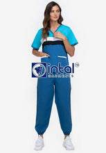 Scrub Suit High Quality Medical Doctor Nurse Scrubsuit Jogger Pants Unisex Scrubs 04H Sapphire Blue-Aqua Blue
