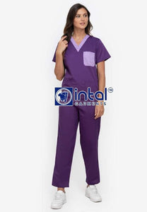 Scrub Suit High Quality Medical Doctor Nurse Scrubsuit Regular/Jogger 4 Pocket Pants Unisex Scrubs 01I Violet-Lilac