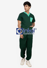 Scrub Suit High Quality Medical Doctor Nurse Scrubsuit Regular/Jogger 4 Pocket Pants Unisex Scrubs 01I Forest Green-Mint Green