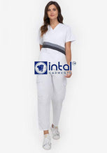 Scrub Suit High Quality Medical Doctor Nurse Scrubsuit Cargo 6 Pocket Pants Unisex Scrubs 15B White