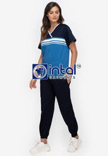 Scrub Suit High Quality Medical Doctor Nurse Scrubsuit Jogger Pants Unisex Scrubs 04J Sapphire Blue-Midnight Blue